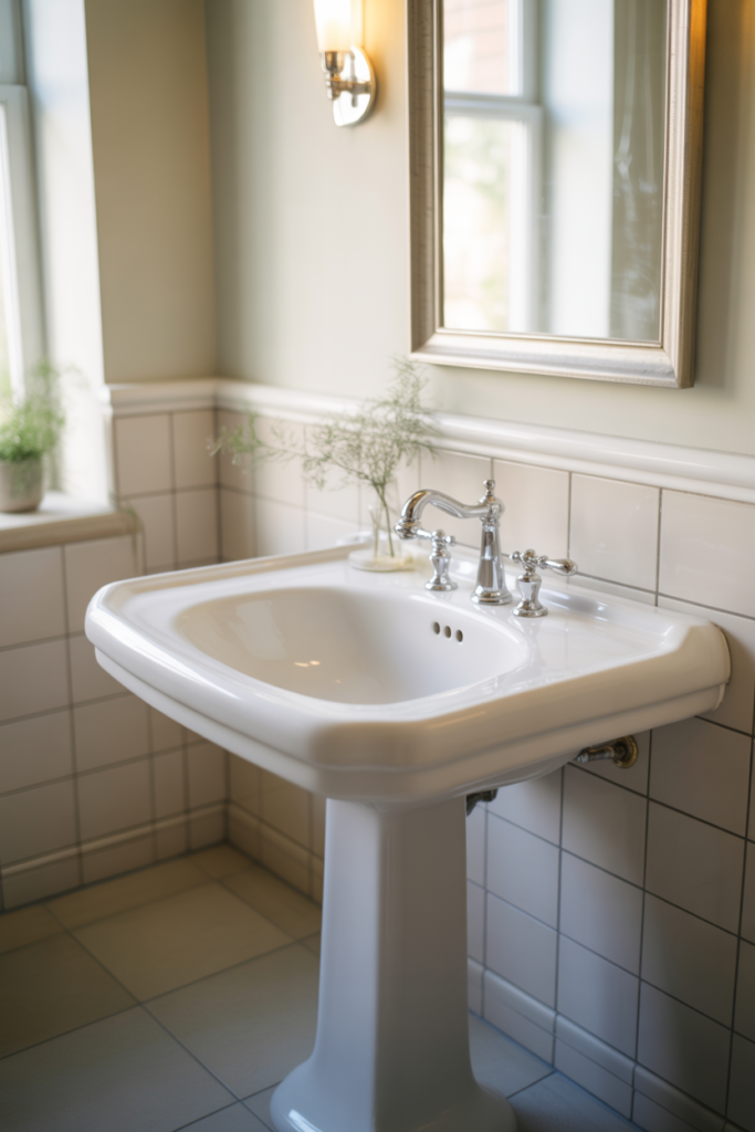 1. Classic White Pedestal Sink for Timeless Appeal