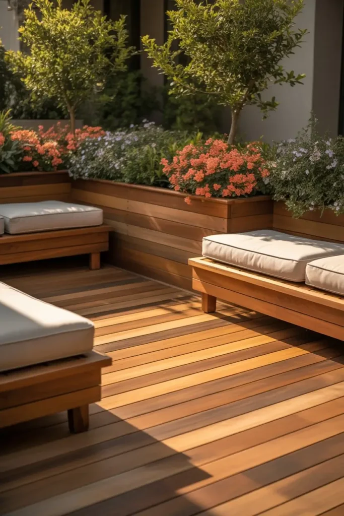 1. Classic Wooden Deck with Integrated Planters