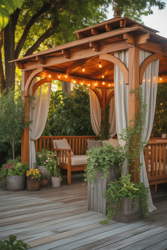 1. Classic Wooden Gazebo for a Timeless Look