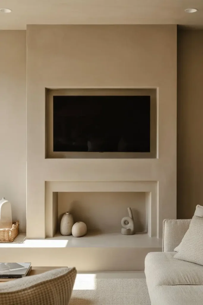 1. Minimal Frame TV Over a Clean Fireplace Wall