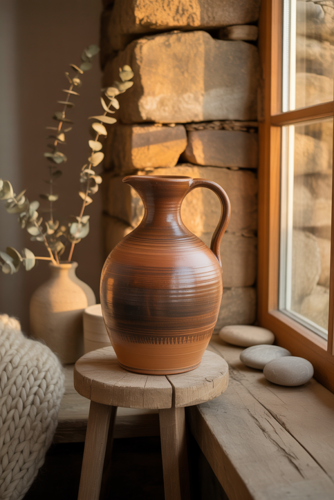 1. Rustic Clay Water Jugs for Earthy Homes