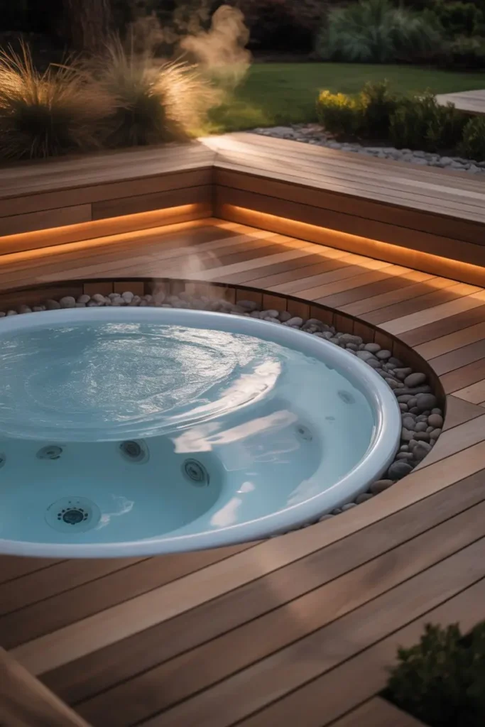 1. Sunken Hot Tub for a Clean Ground Level Look