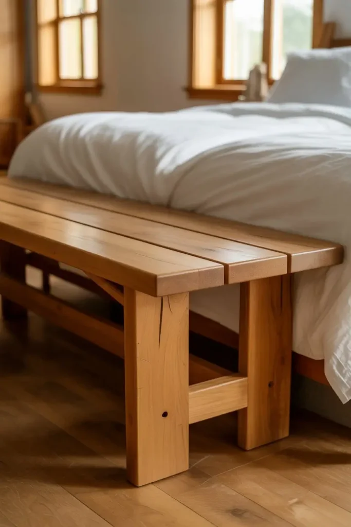 10 DIY Wood Bench At The Foot Of The Bed