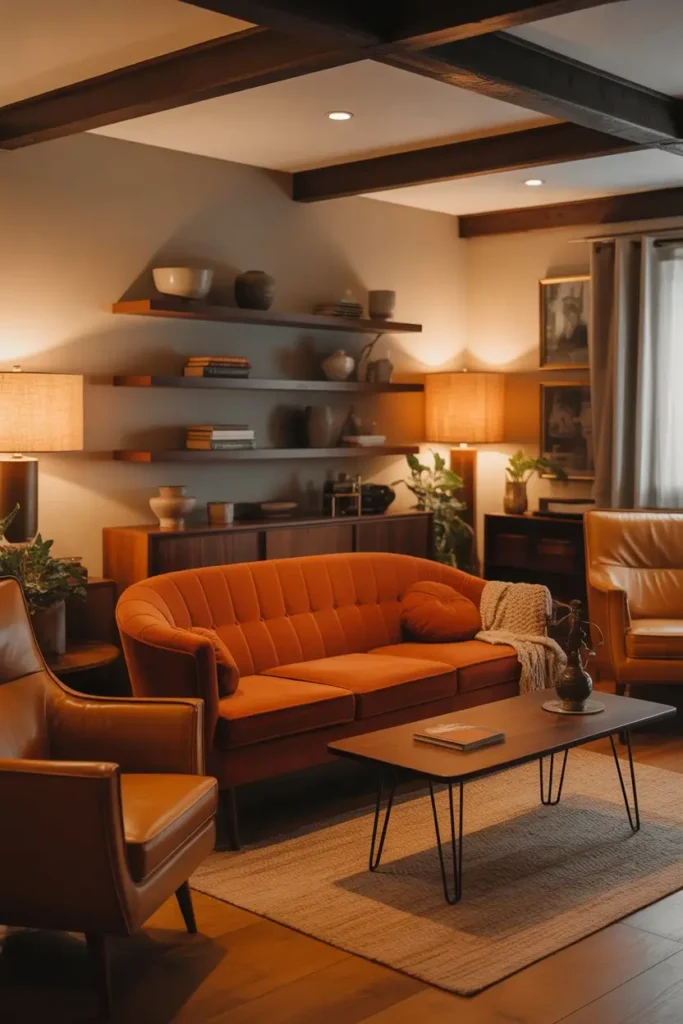 10 Stylish Orange Couch Living Room With Vintage Charm