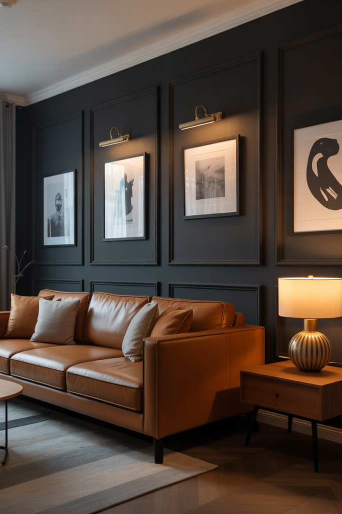 10. Black Statement Wall with Brown Accents