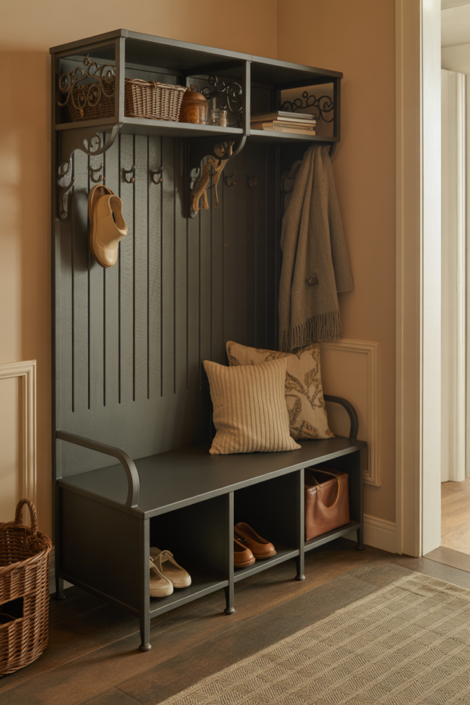 10. Cast Iron Storage Benches for Multi-Purpose Spaces