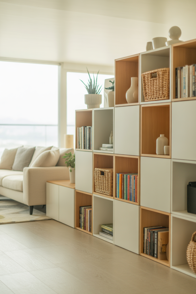 10. Compact Cube Shelving for Flexible Storage