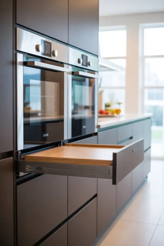 10. Double Oven Cabinets with Pull-Out Counters