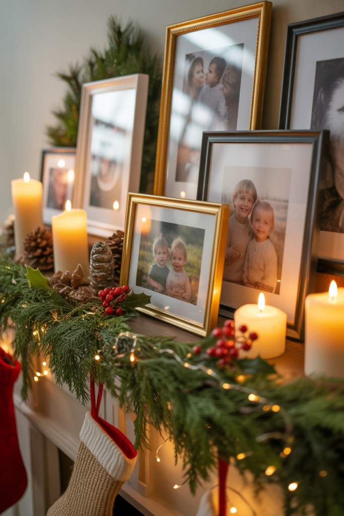 10. Family Photo Mantle Display