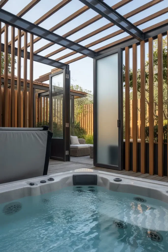 10. Hot Tub with Privacy Screens or Panels