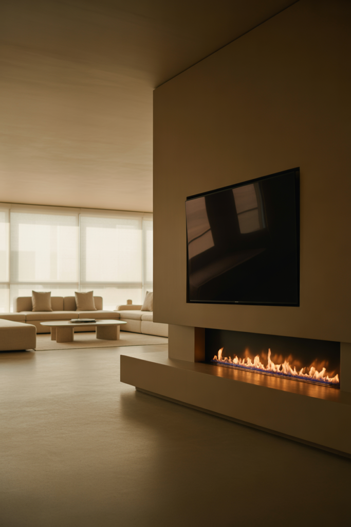 10. Linear Fireplace With Wide TV