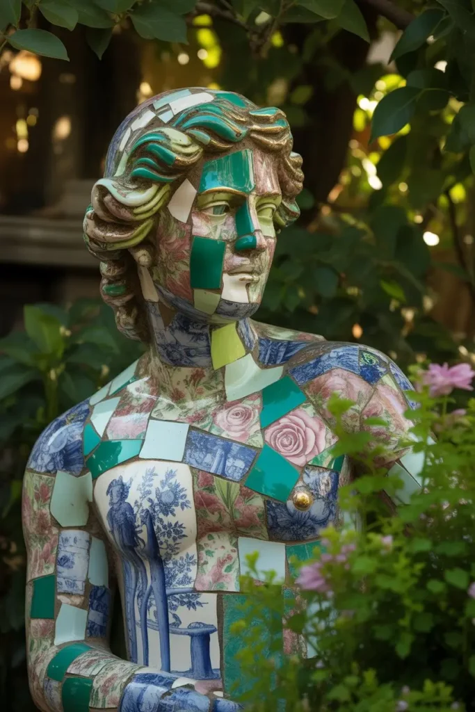 10. Mosaic Garden Statues and Sculptures