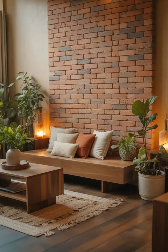 10. Rustic Brick with Natural Decor