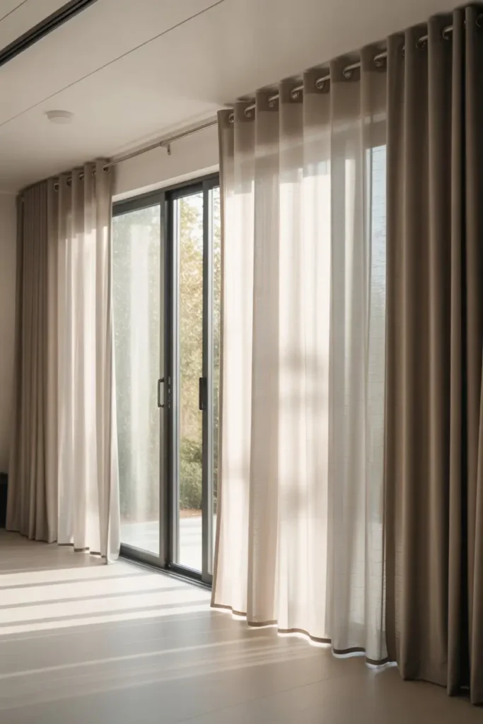 10. Use a Curtain Track for Smooth, Modern Operation