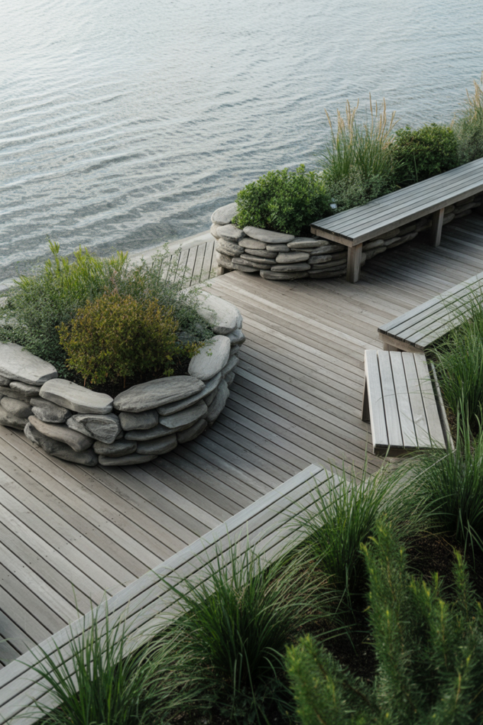 10. Waterfront Deck with Natural Planters
