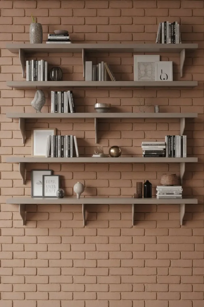 11. Brick Wall with Floating Shelves