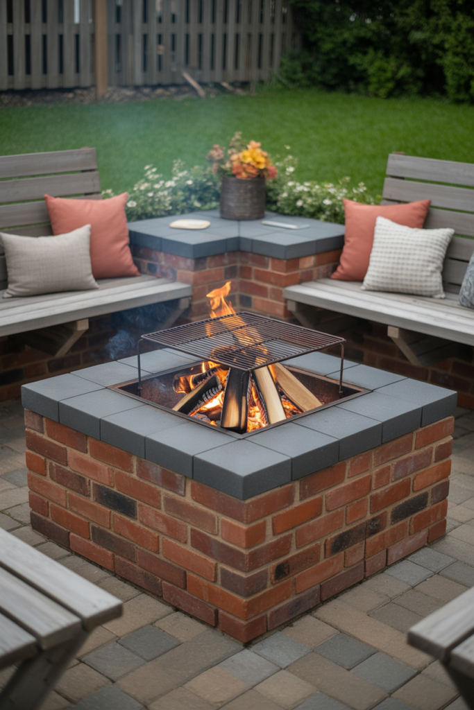11. DIY Brick Fire Pit with Built-In Grill
