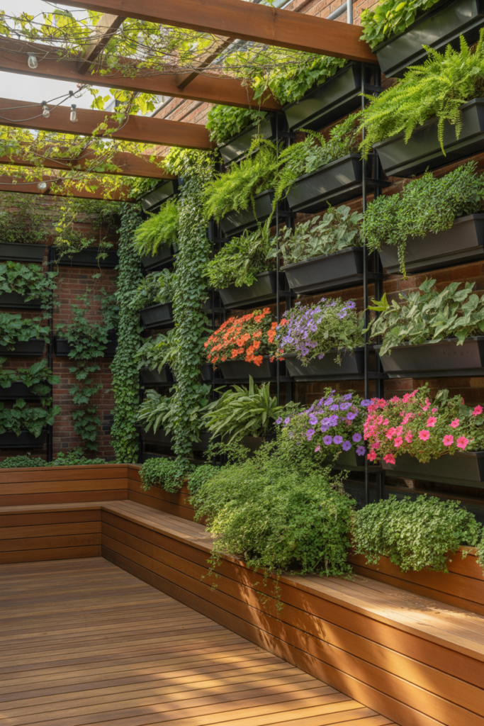 11. Deck with Vertical Planters and Seating Walls