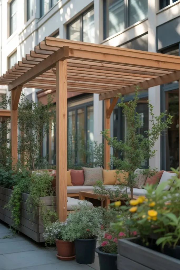 11. Small Patio Pergola for Tight Spaces