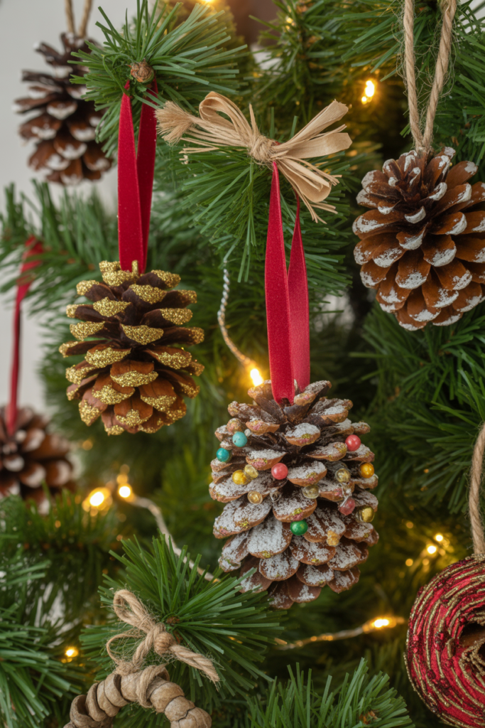 12. Pine Cone Christmas Ornaments