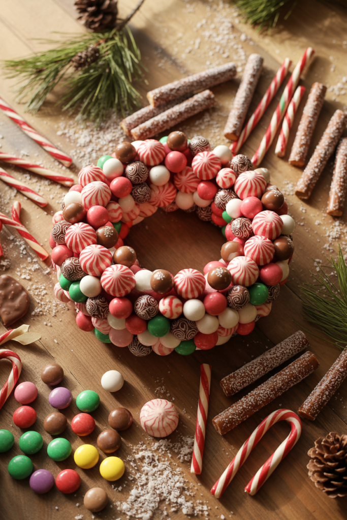 13. Candy Wreath Table Ideas