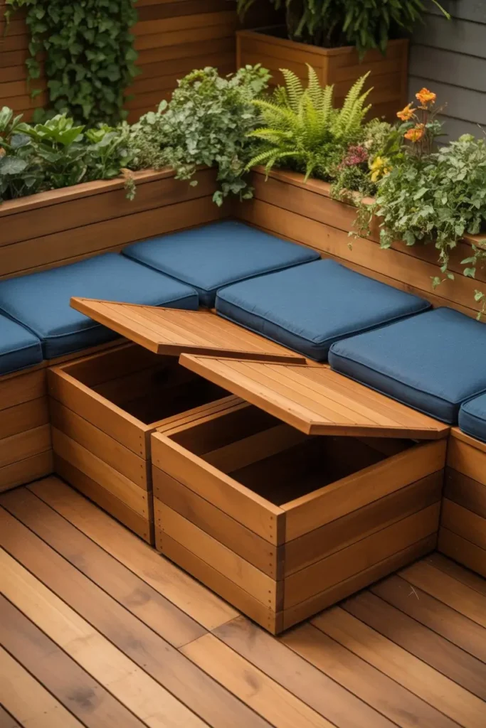 13. Deck with Built-In Storage Benches