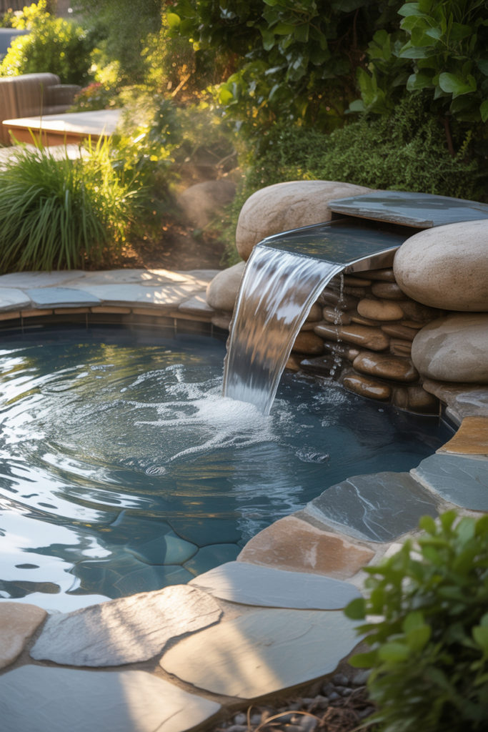 13. Hot Tub with Water Features for Sound and Flow