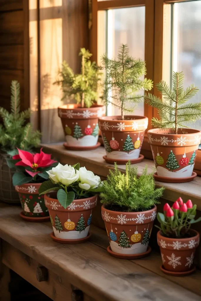 13. Painted Holiday Flower Pots