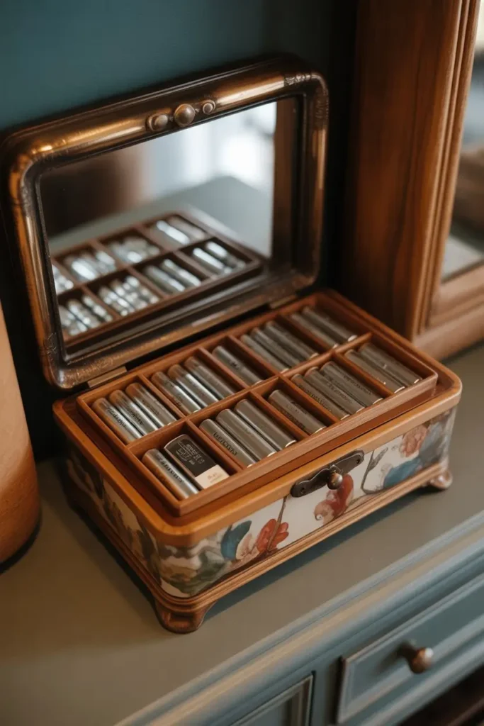 13. Upcycled Jewelry Boxes for Small Battery Storage