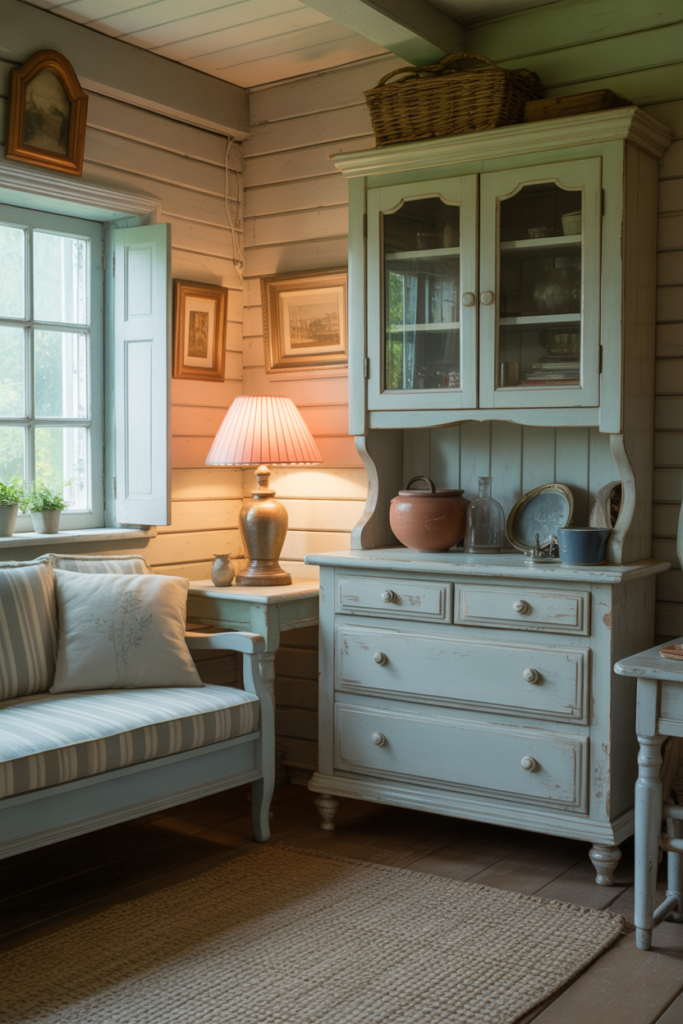 14 Cozy Cottage Interiors Idea Using Soft Painted Furniture