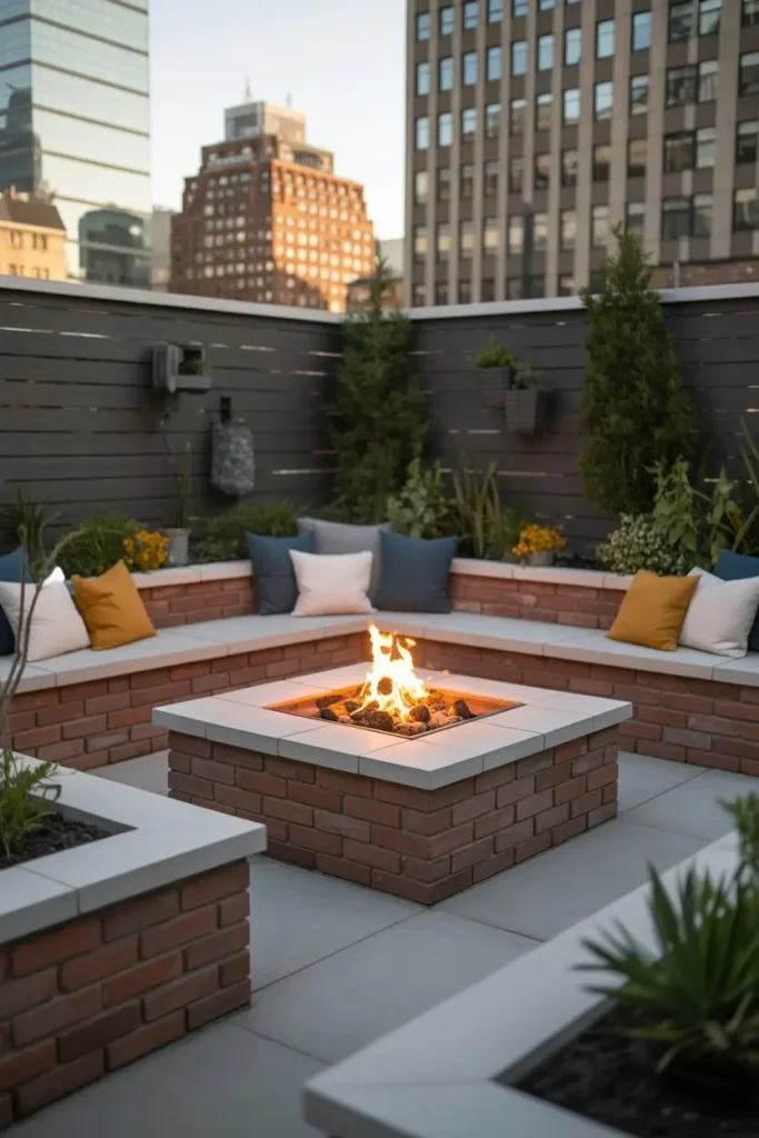 14. Compact Brick Fire Pit for Urban Backyards