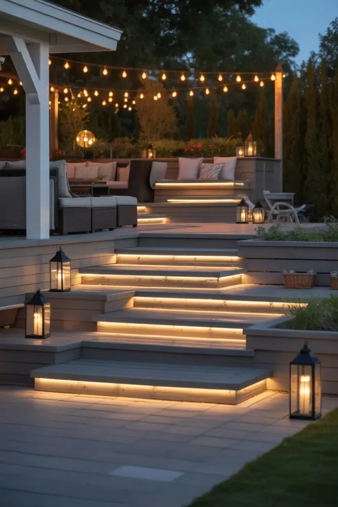 14. Patio Tiers with Outdoor Lighting