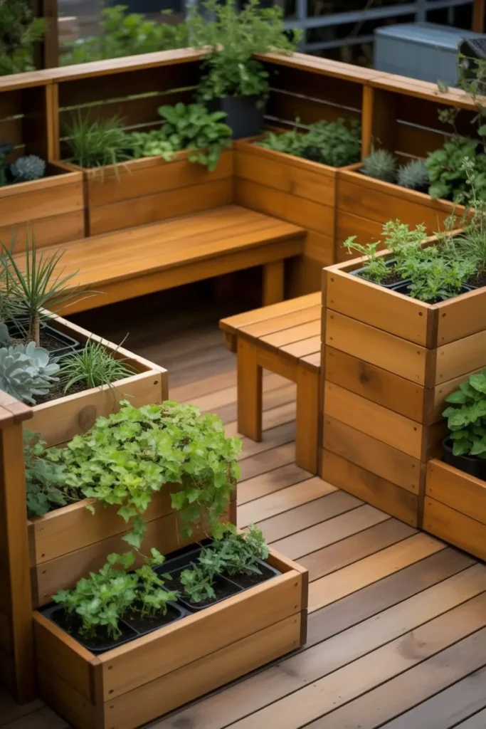 14. Small Deck with Modular Planters and Benches
