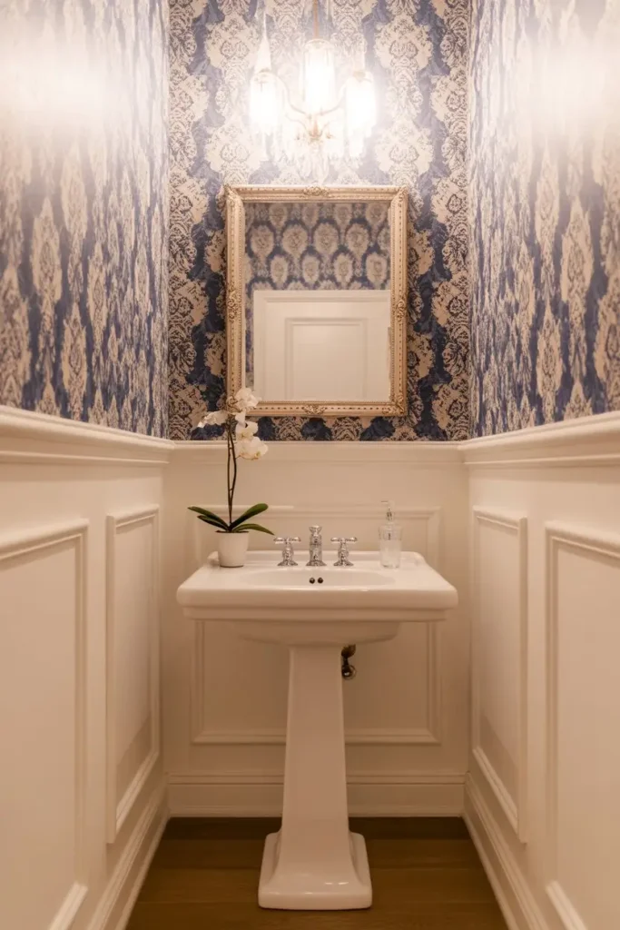 14. Wallpaper Over Wainscoting