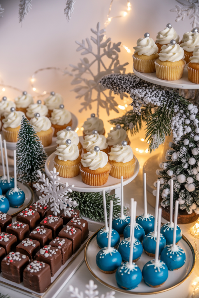 14. Winter Wonderland Dessert Fusion Table Ideas