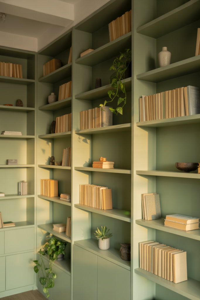 15. Color Matched Bookshelves That Blend In