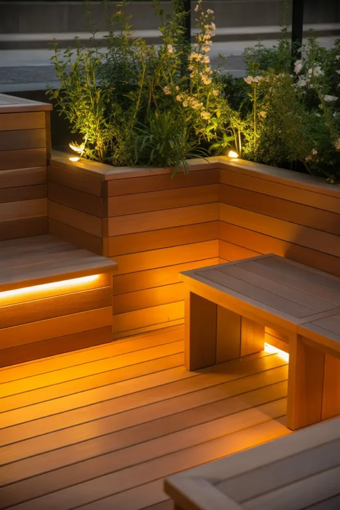 15. Deck with Integrated Lighting in Planters