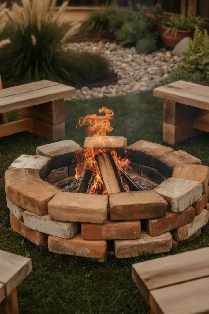 15. Eco-Friendly Reclaimed Brick Fire Pit