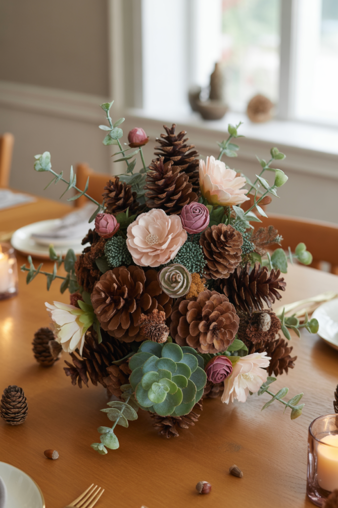 15. Pine Cone Flower Arrangements