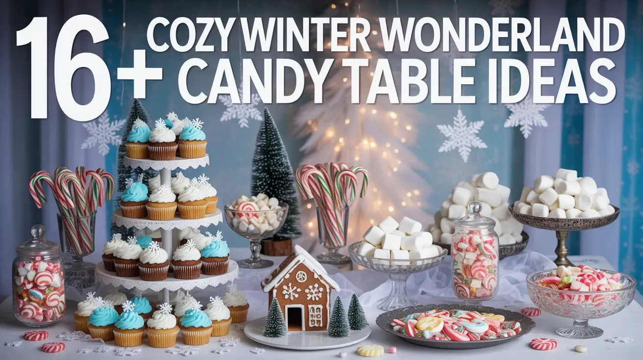 16+ Cozy Winter Wonderland Candy Table Ideas