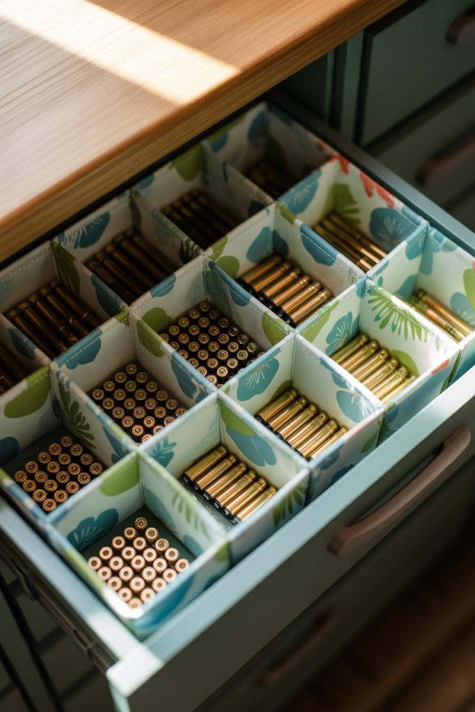 16. Custom Fabric Drawer Liners for Battery Organization