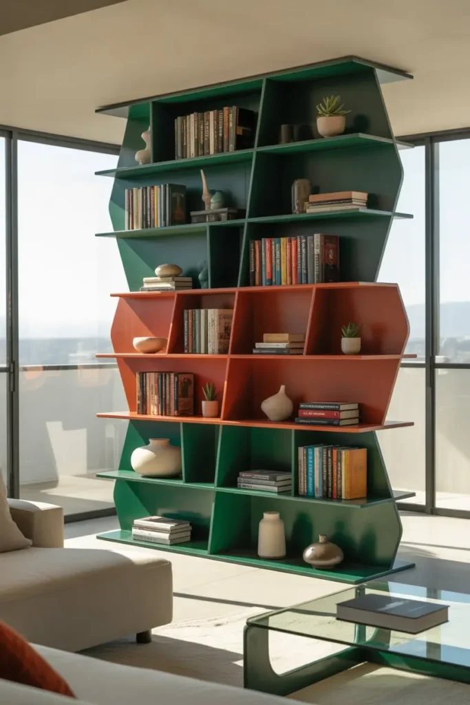 16. Statement Bookshelves as Living Room Art