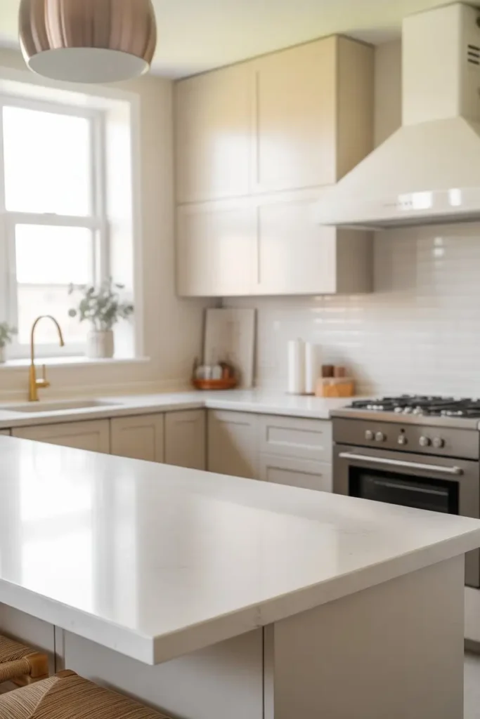 16. White Engineered Stone for Long-Lasting Beauty