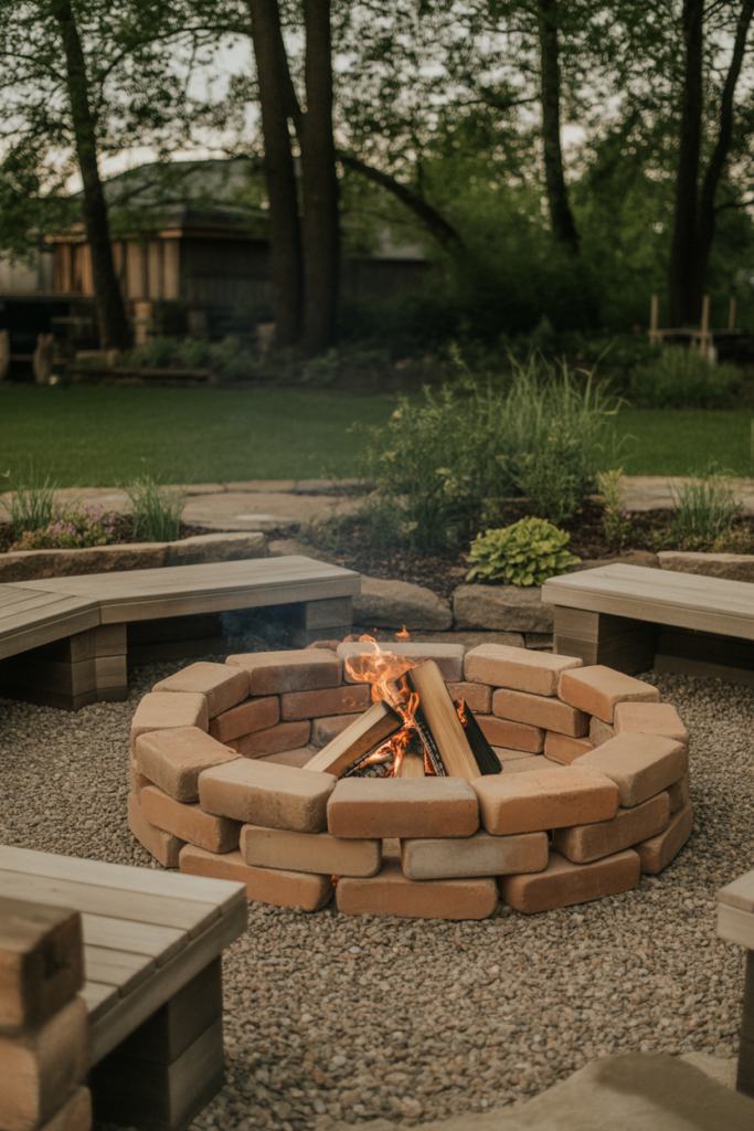 17. Freeform Natural Brick Fire Pit