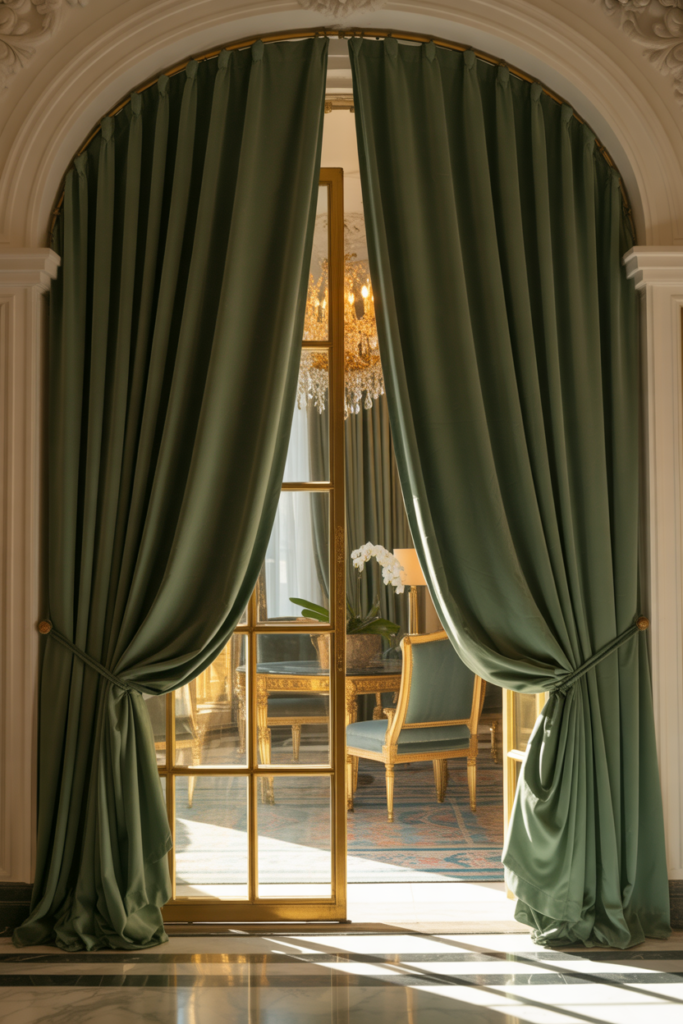 18. Use Floor-Length Curtains with a Rod Above the Door