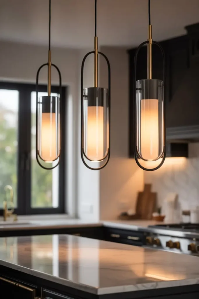 2. Modern Pendant Lights with Classic Touches