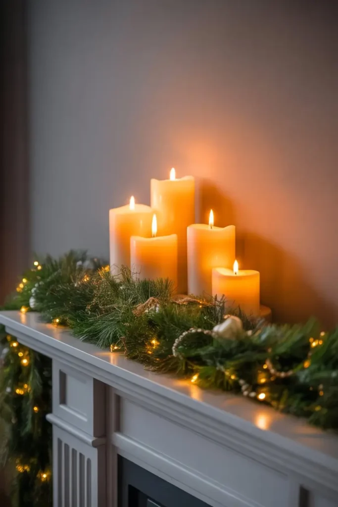 2. Soft Glow Candle Mantle