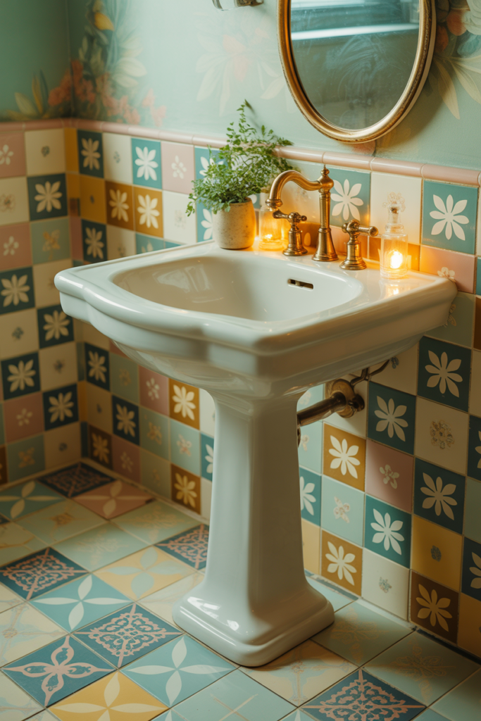 2. Vintage Pedestal Sink for Retro Charm