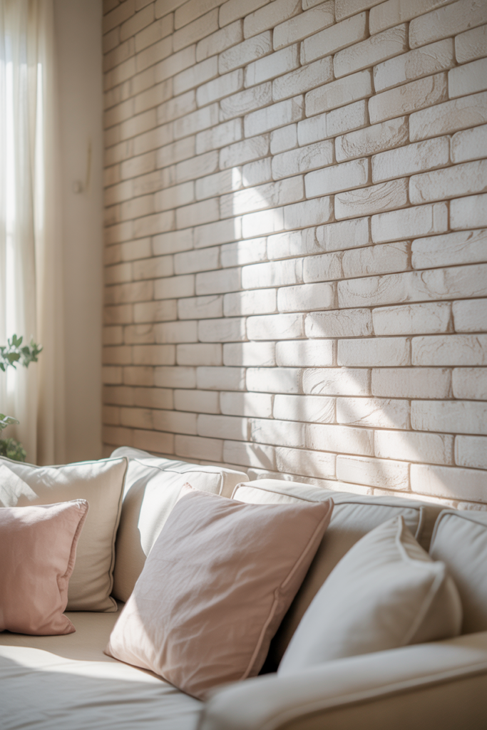 2. Whitewashed Brick for a Soft Look