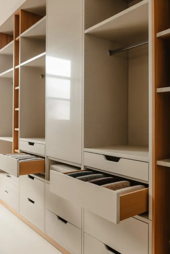 3. Built-In Drawers with Hidden Handles